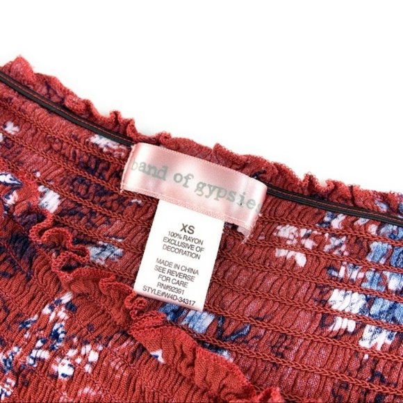 Band of Gypsies Rust Orange Floral Off the Shoulder Mini Dress - Picture 4 of 6